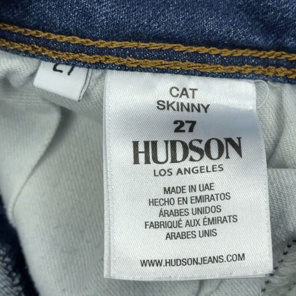 Hudson Cat Mid Rise Skinny Jeans Womens Size 27 Blue Step Hem Back Flap Pockets - Picture 9 of 14